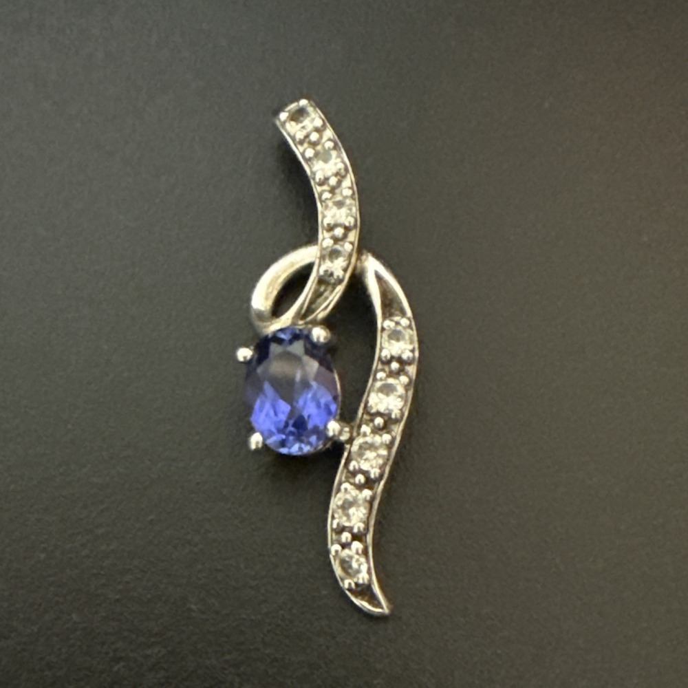 Topaz White Sapphire Infinity Pendant 925 Sterling Silver‎ Vintage